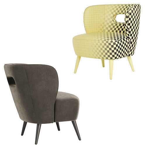 Mimi Vegan Lambskin Chair 3D model 6