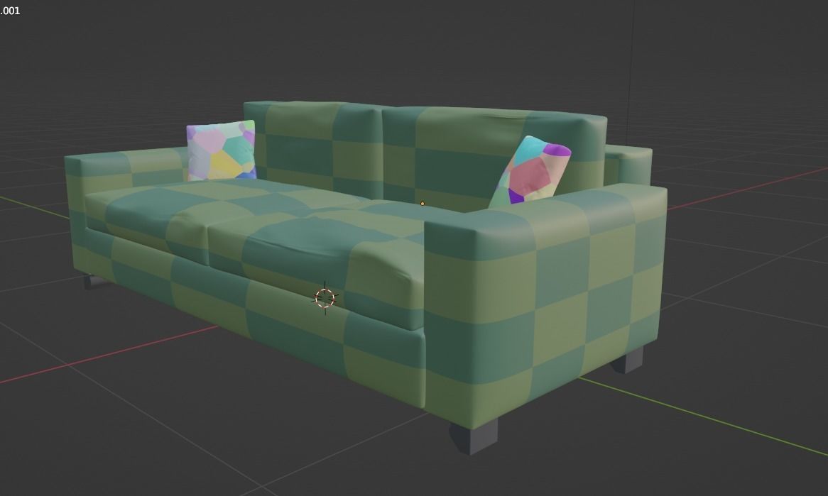 green check shade sofa 3D model_2