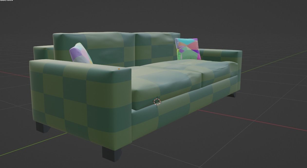 green check shade sofa 3D model_1