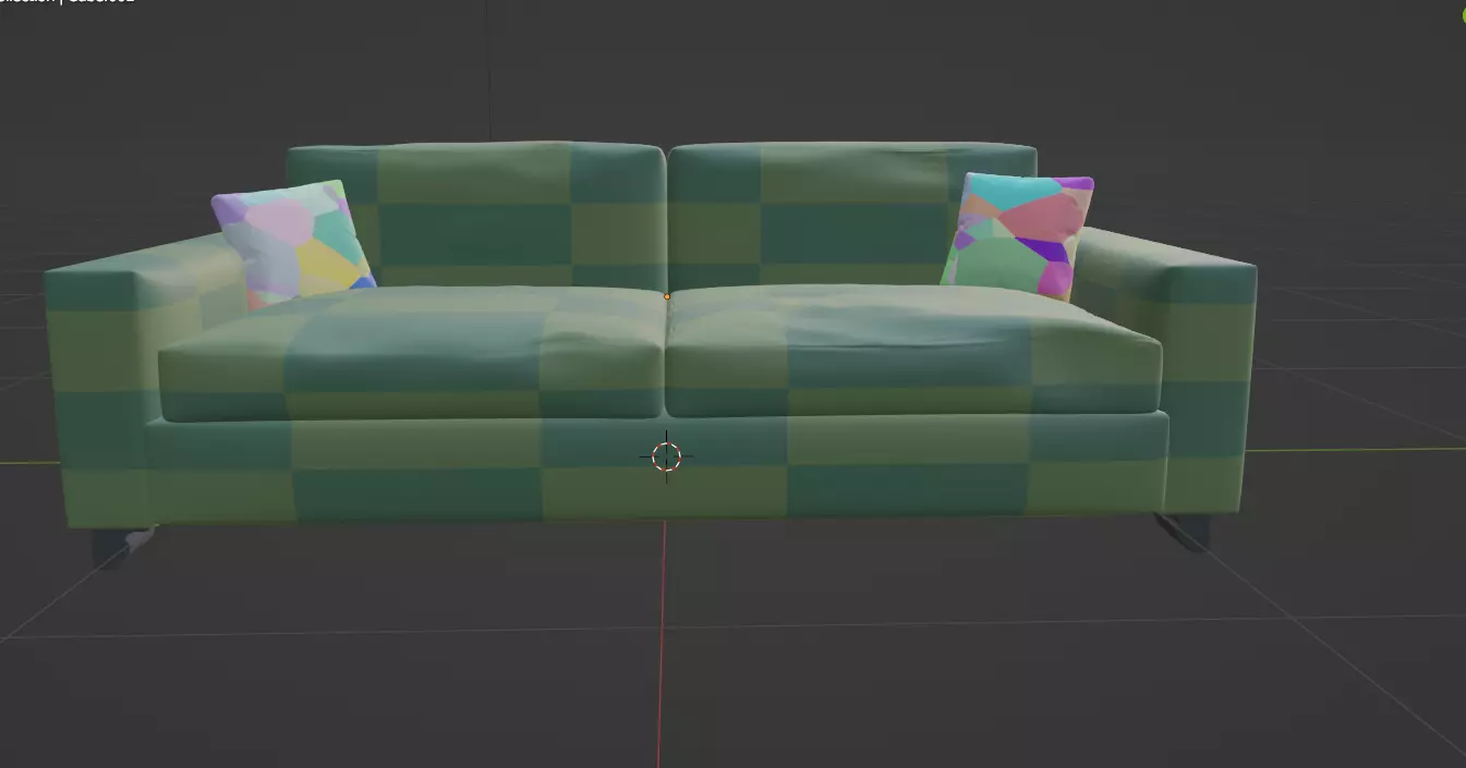 green check shade sofa 3D model_0