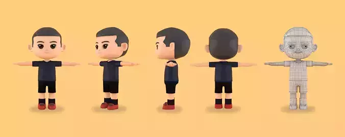 character footballer 3d cartoon model
