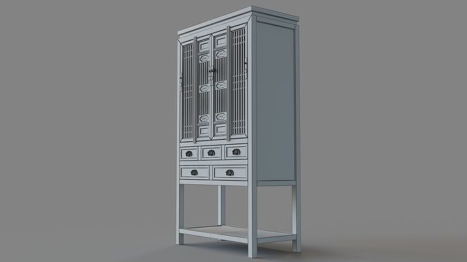 Arhaus Cream Food Cabinet 3D model 6