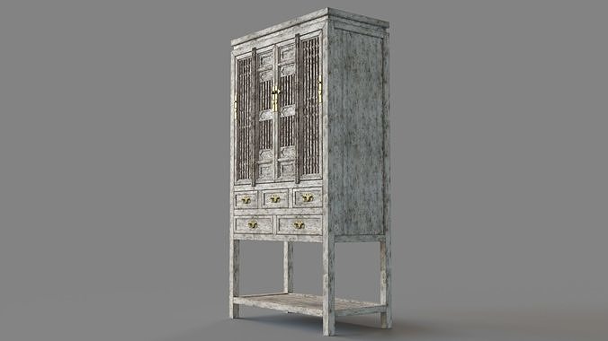Arhaus Cream Food Cabinet 3D model 5