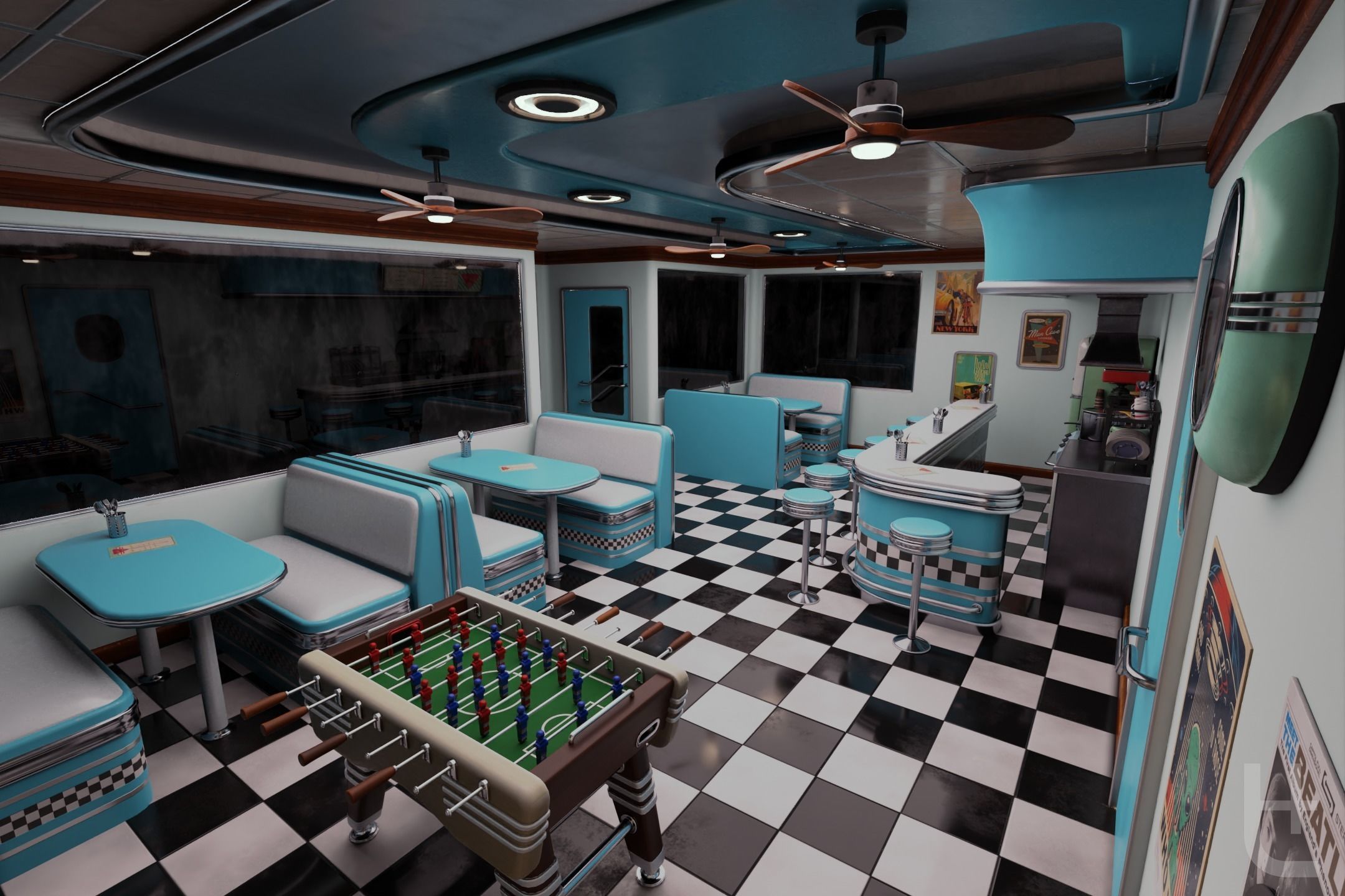 50s Diner low-poly 3d model pack Low-poly 3D model_2