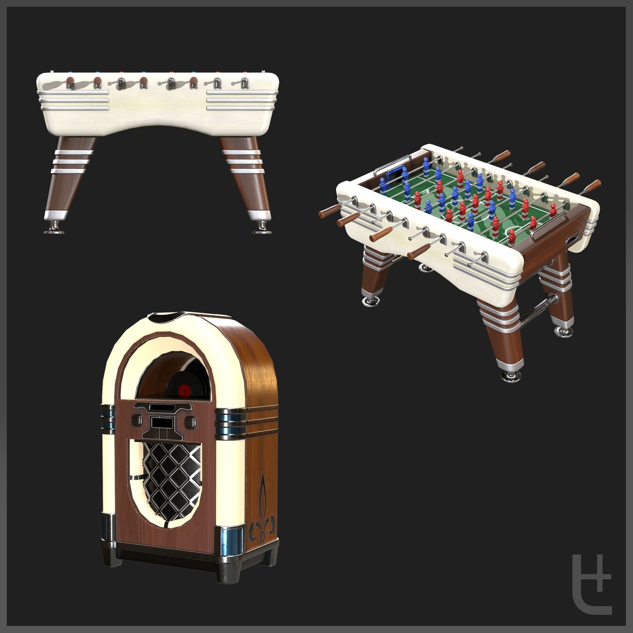 50s Diner low-poly 3d model pack Low-poly 3D model_10
