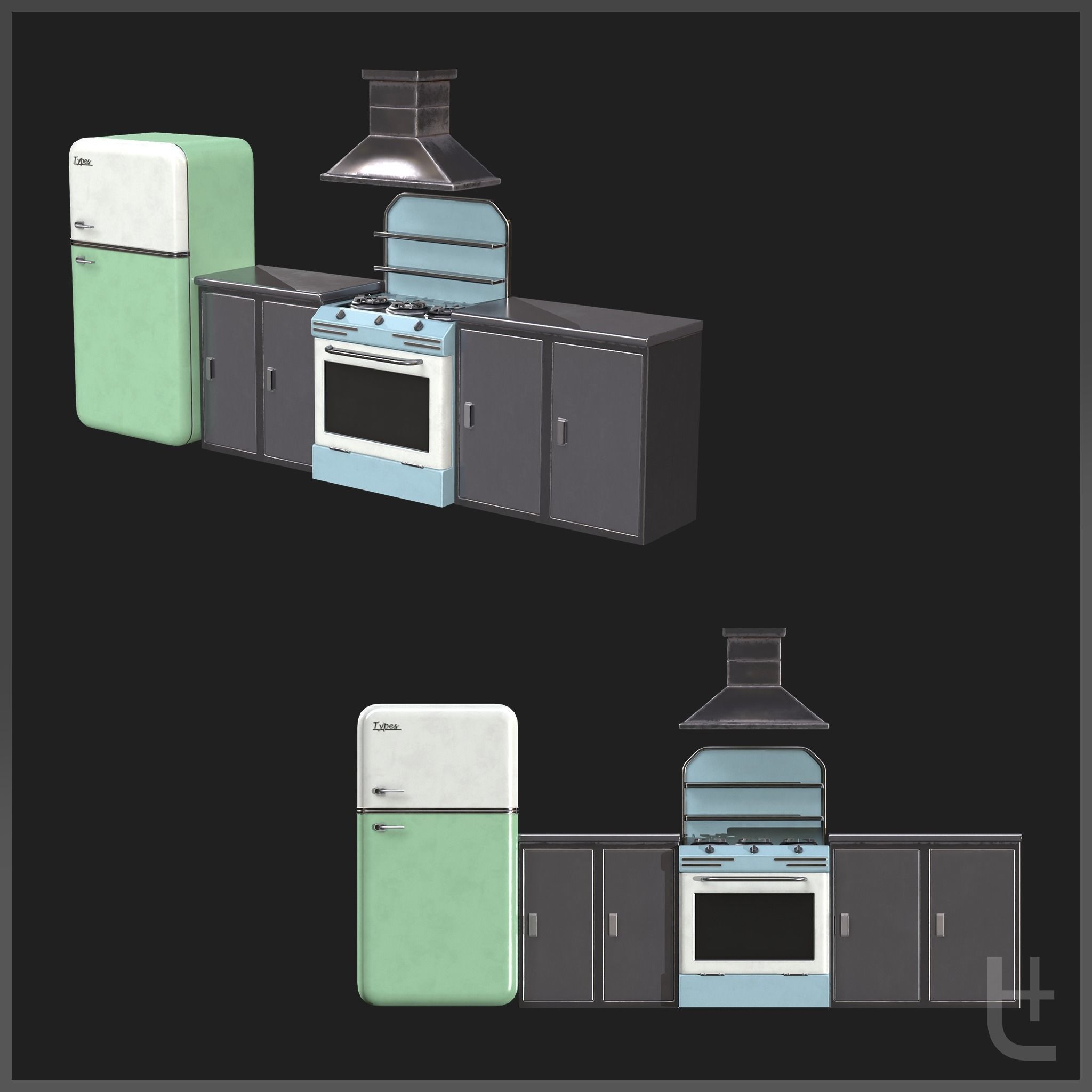 50s Diner low-poly 3d model pack Low-poly 3D model_8