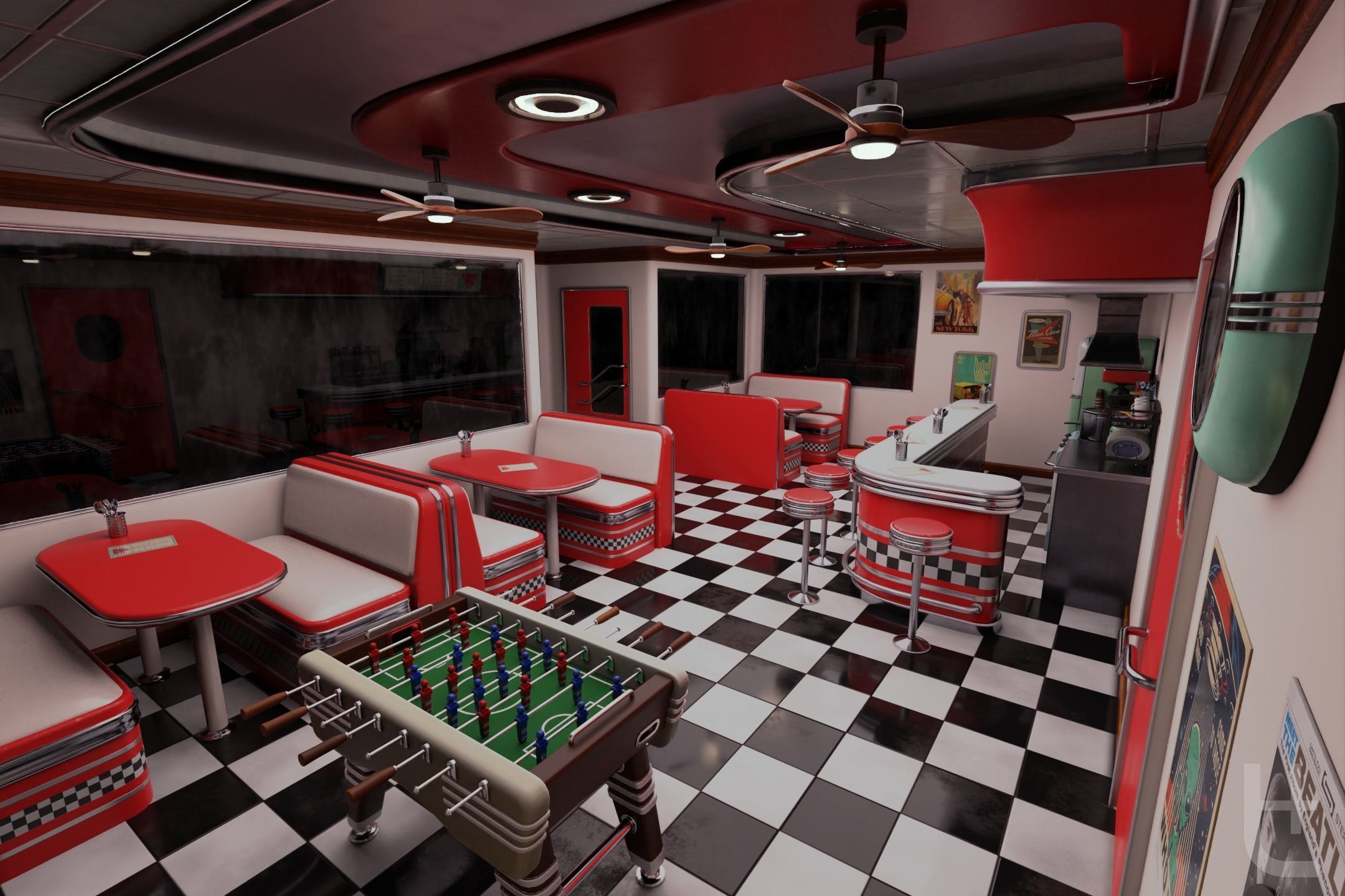 50s Diner low-poly 3d model pack Low-poly 3D model_1