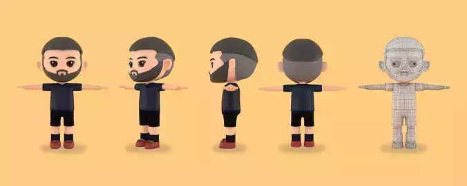 character footballer 3d cartoon model