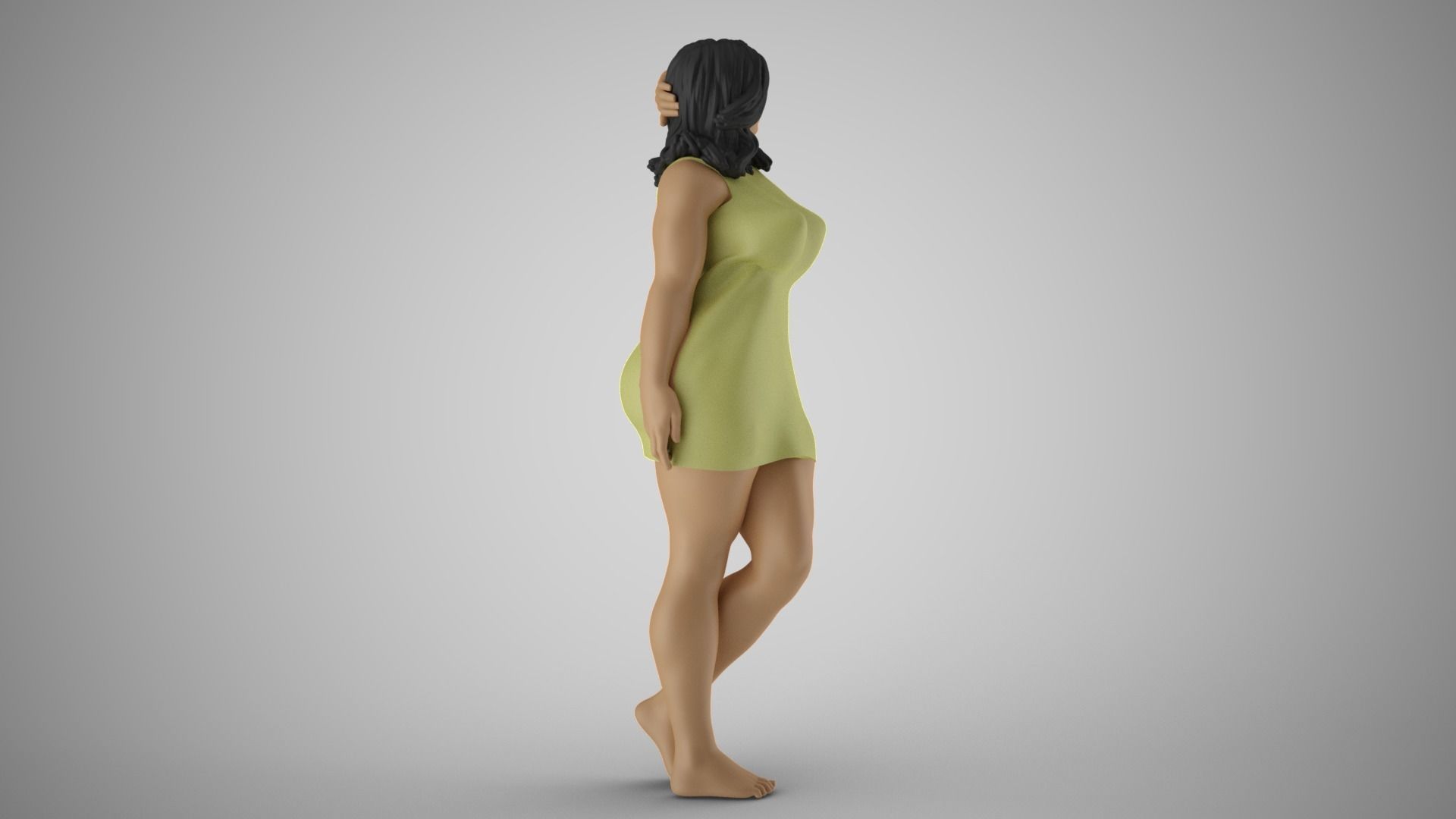 Amiability woman in dress 3D print model_5