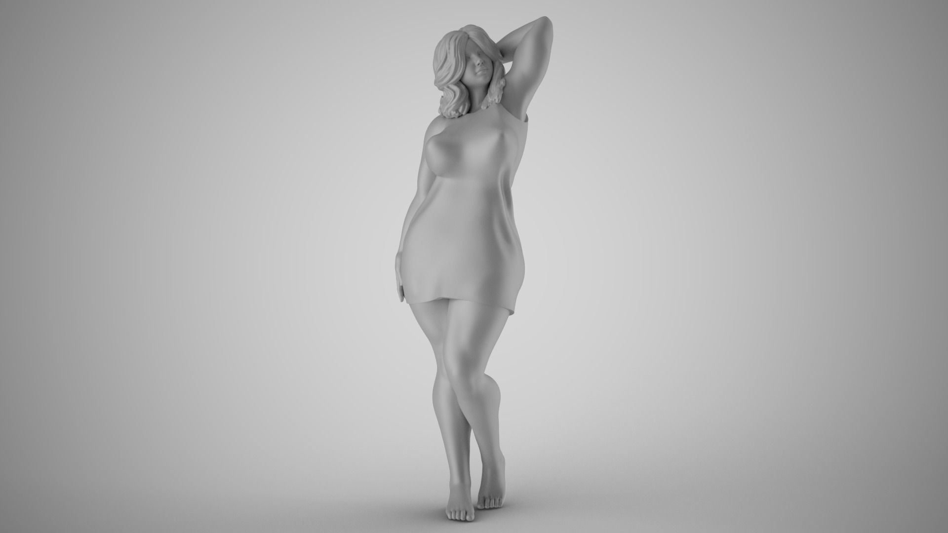 Amiability woman in dress 3D print model_2