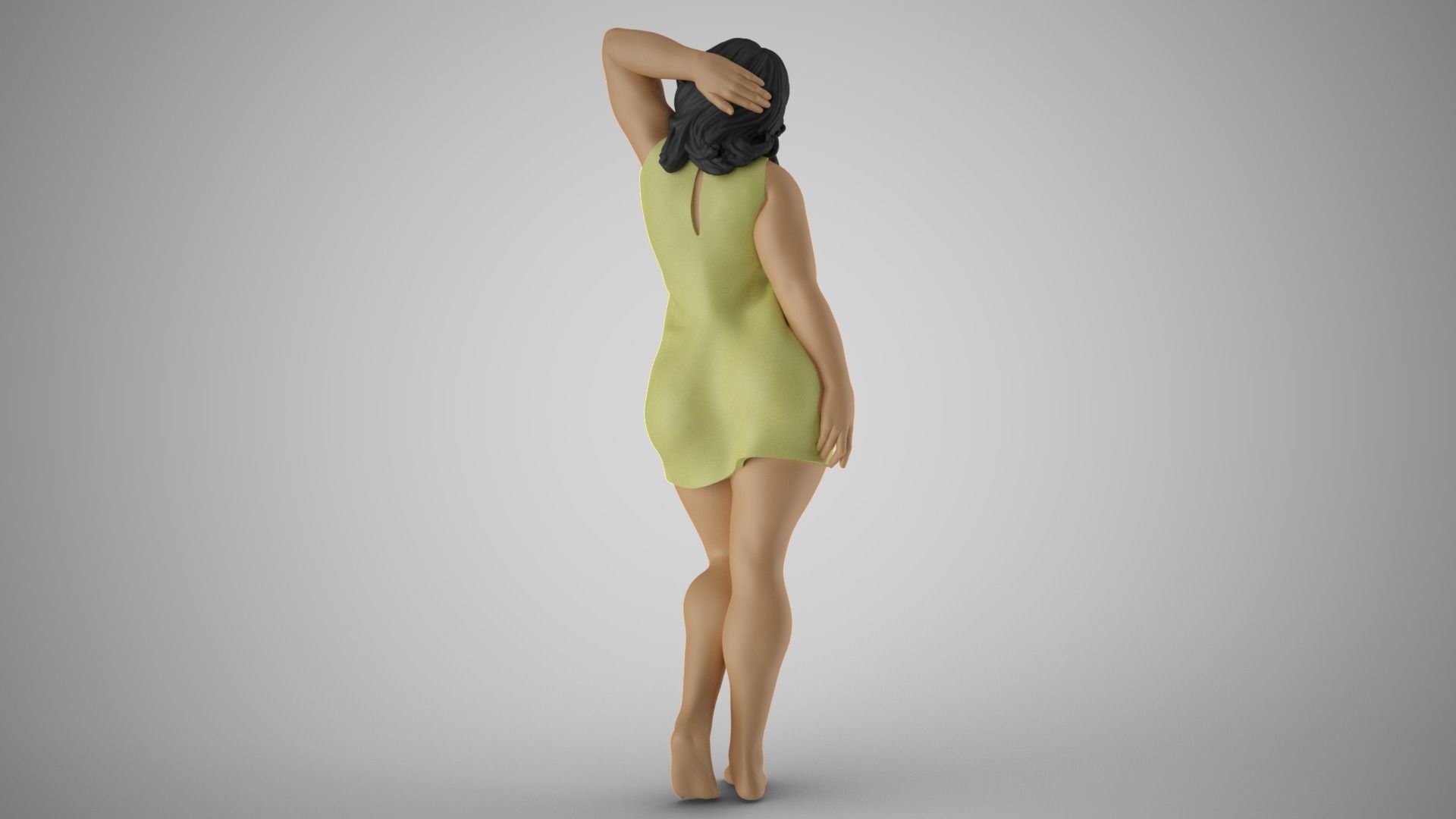 Amiability woman in dress 3D print model_7