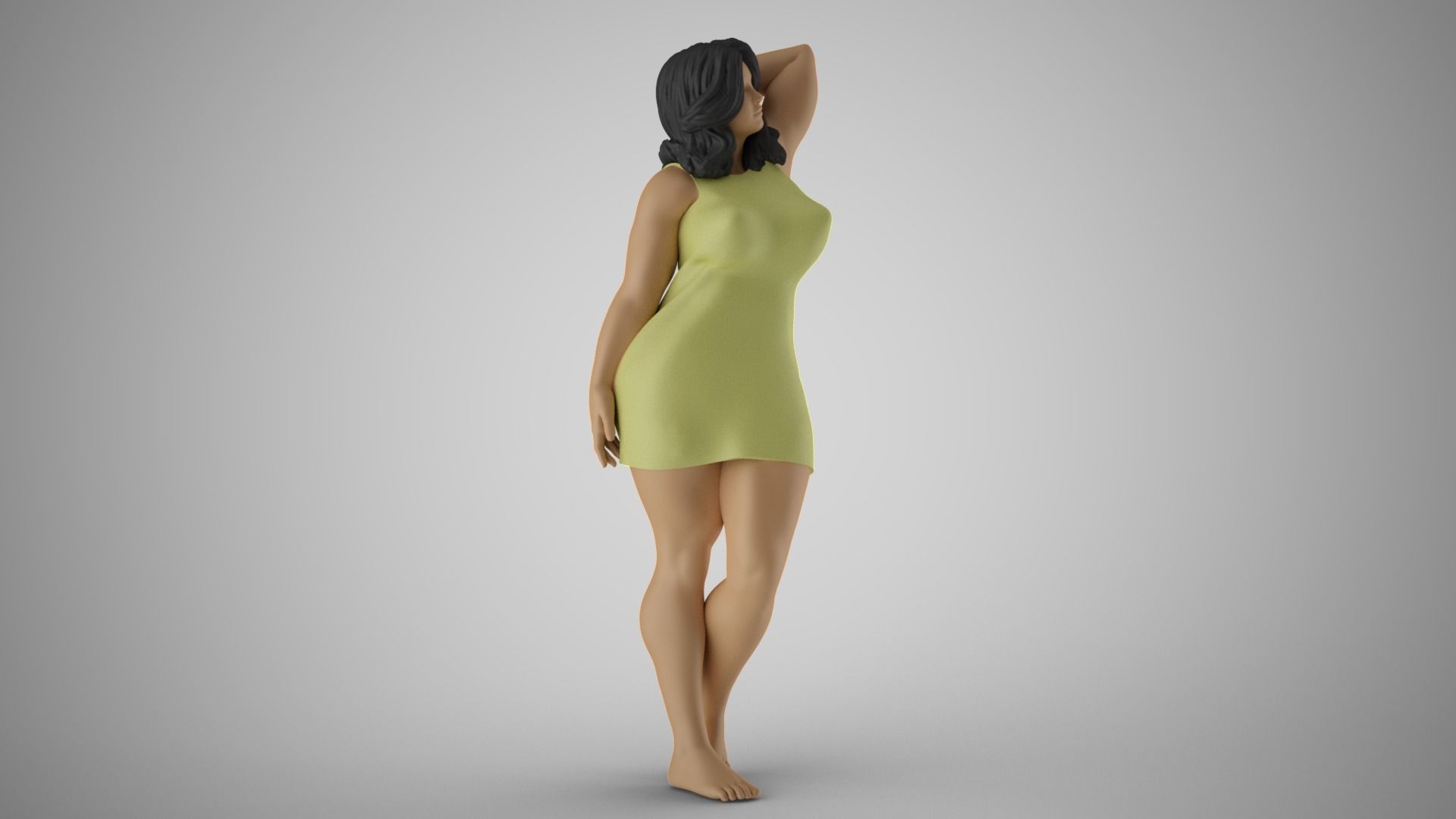 Amiability woman in dress 3D print model_4