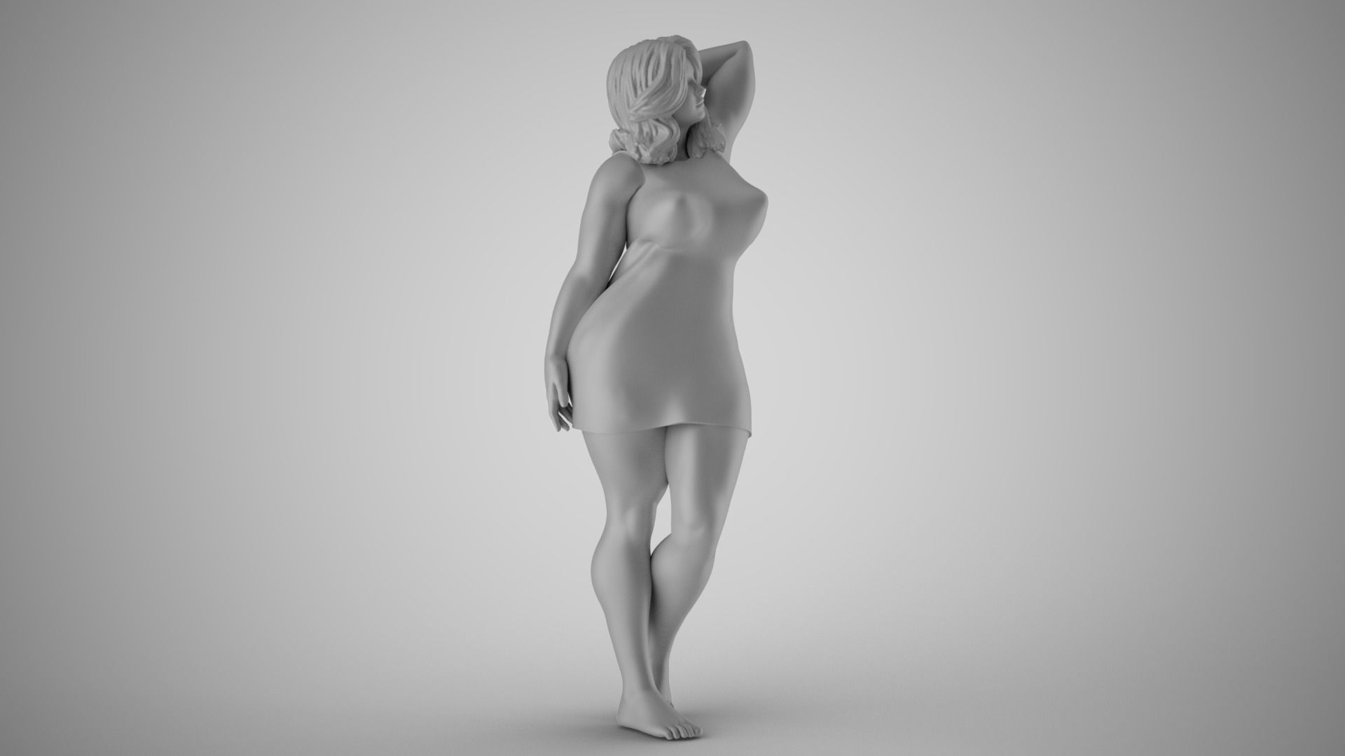 Amiability woman in dress 3D print model_3