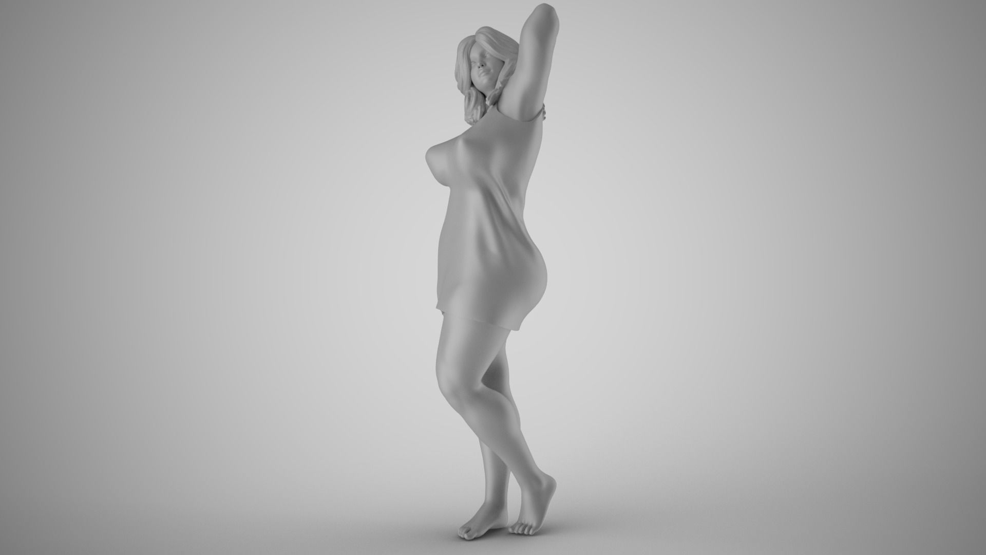 Amiability woman in dress 3D print model_1