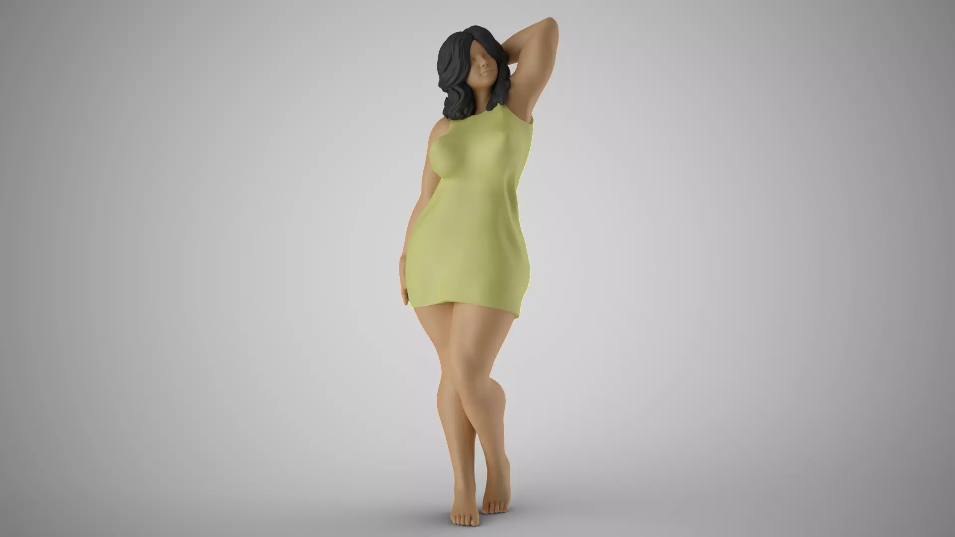Amiability woman in dress 3D print model_0