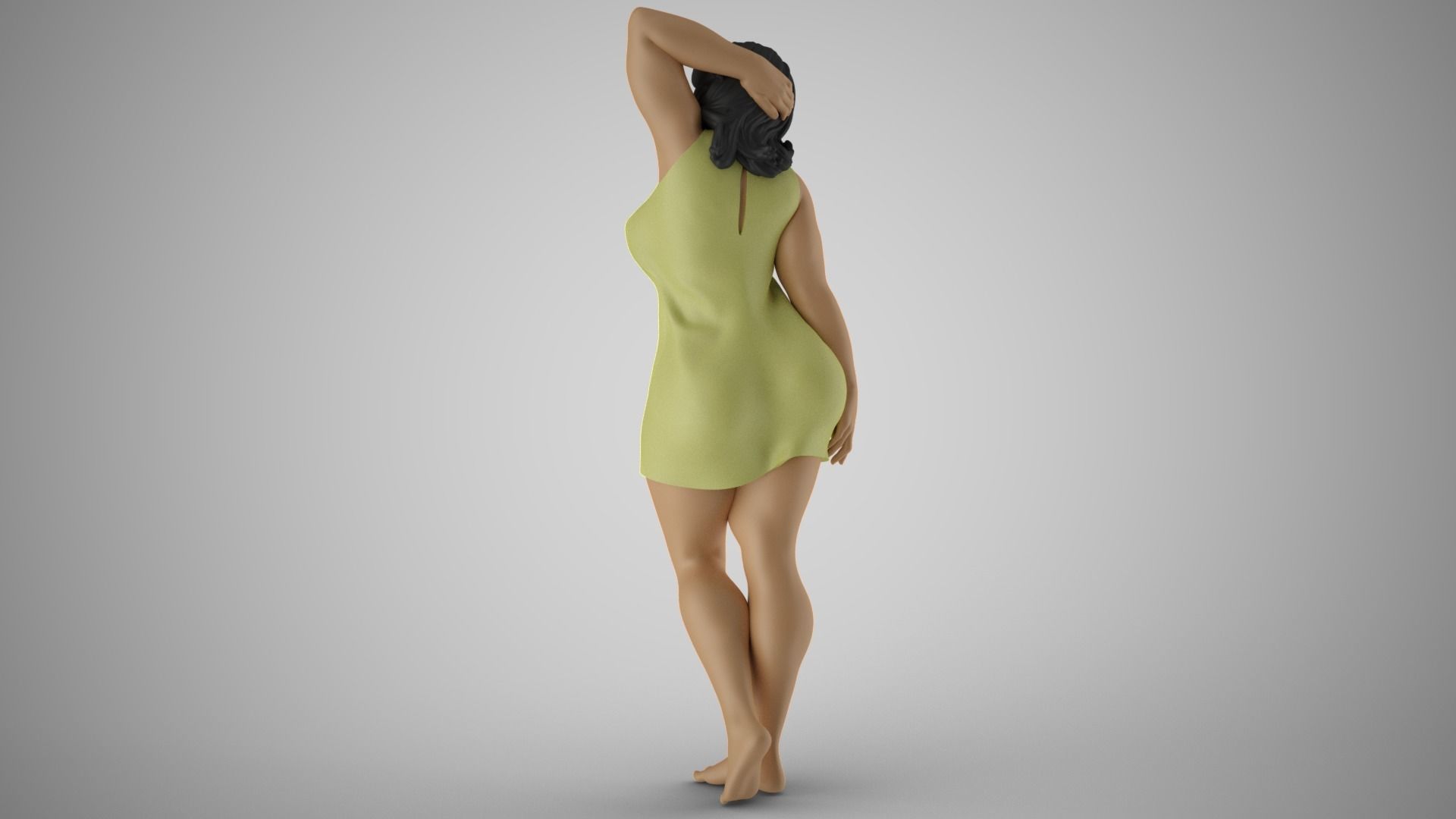 Amiability woman in dress 3D print model_8