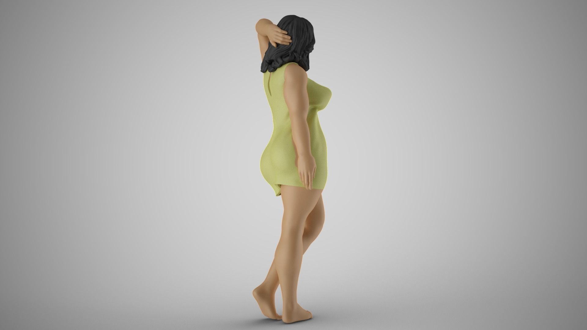Amiability woman in dress 3D print model_6