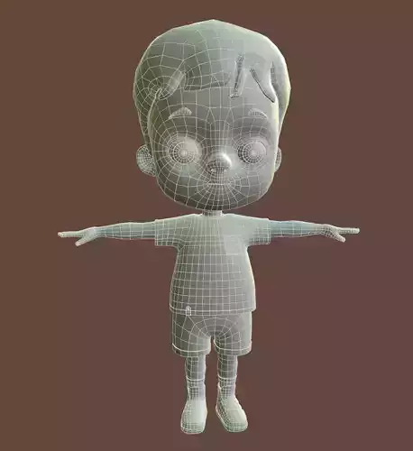 CARTOON BOY Highpoly Lowpoly