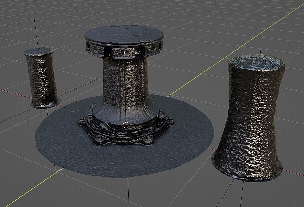 Capstan and Bollards Nautical Clean Photo-Scans Low-poly 3D model_2