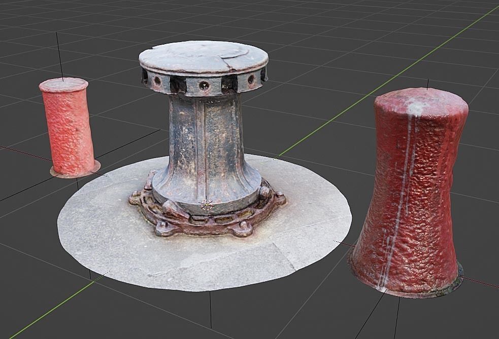 Capstan and Bollards Nautical Clean Photo-Scans Low-poly 3D model_1