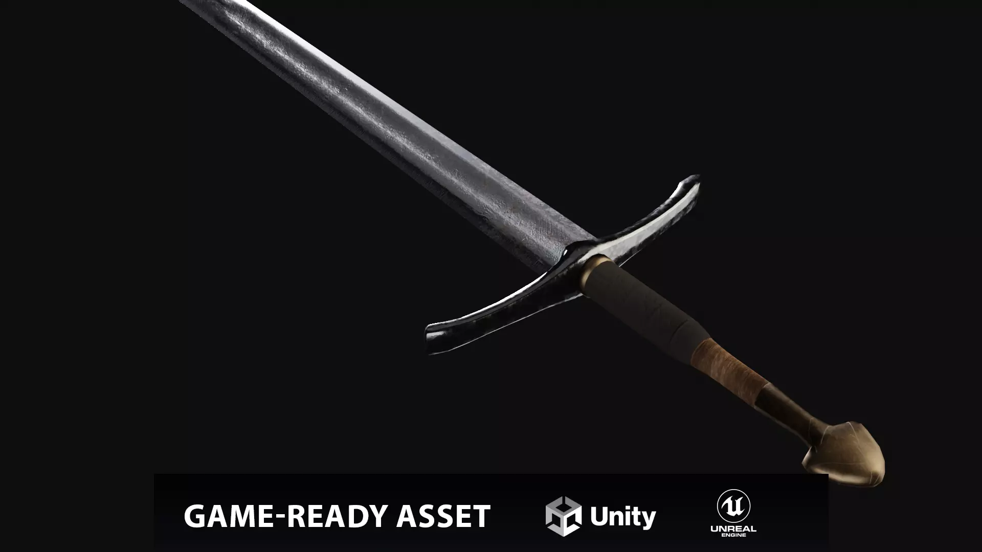 Medieval Sword - PBR Low-poly 3D model_0