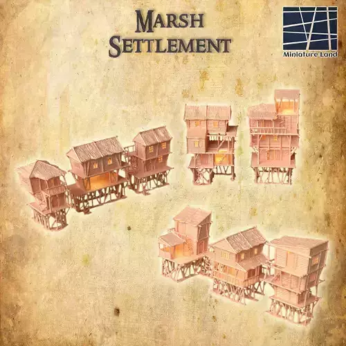 Marsh Settlement Tabletop Terrain 28 MM