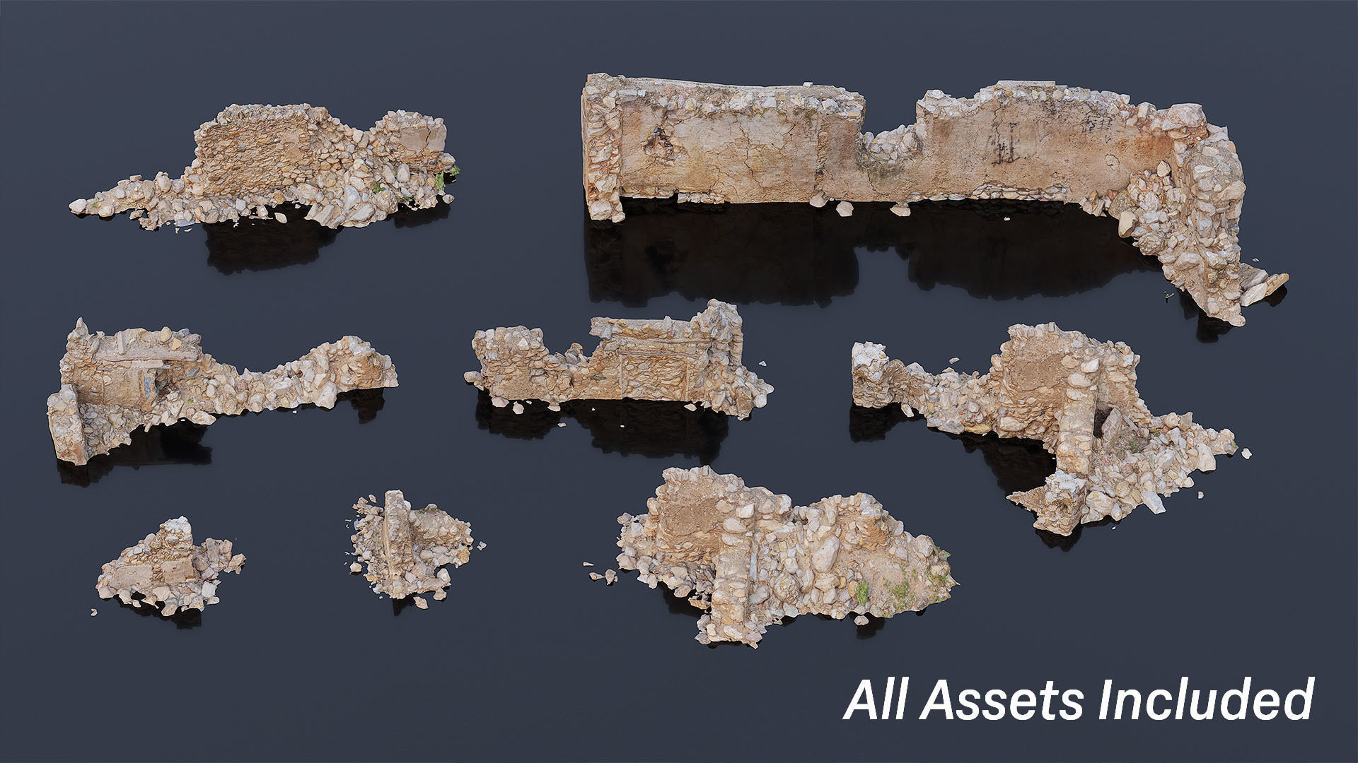 Old House Ruin Pack Low-poly 3D model_1