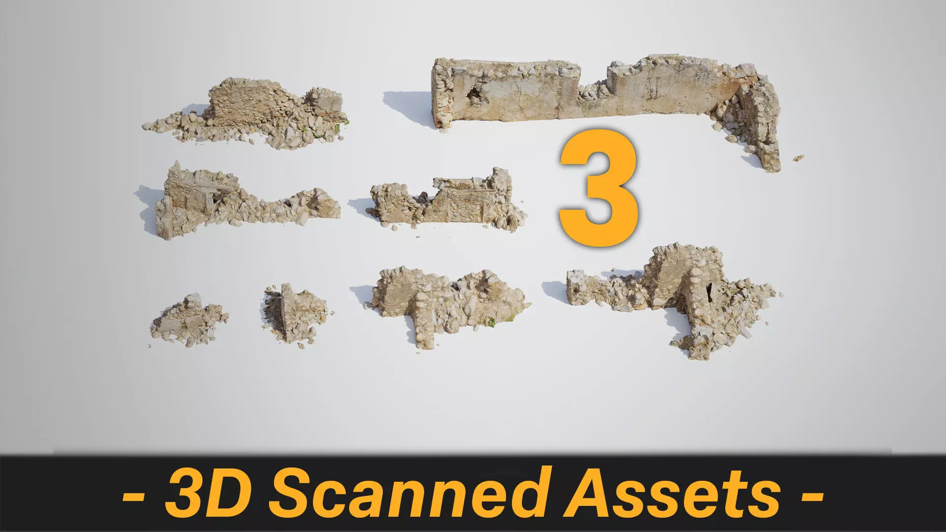 Old House Ruin Pack Low-poly 3D model_0