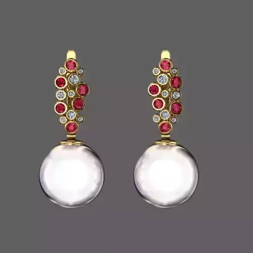 Earrings with pearls 3D print model