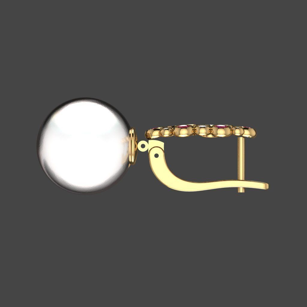 Earrings with pearls 3D print model_3