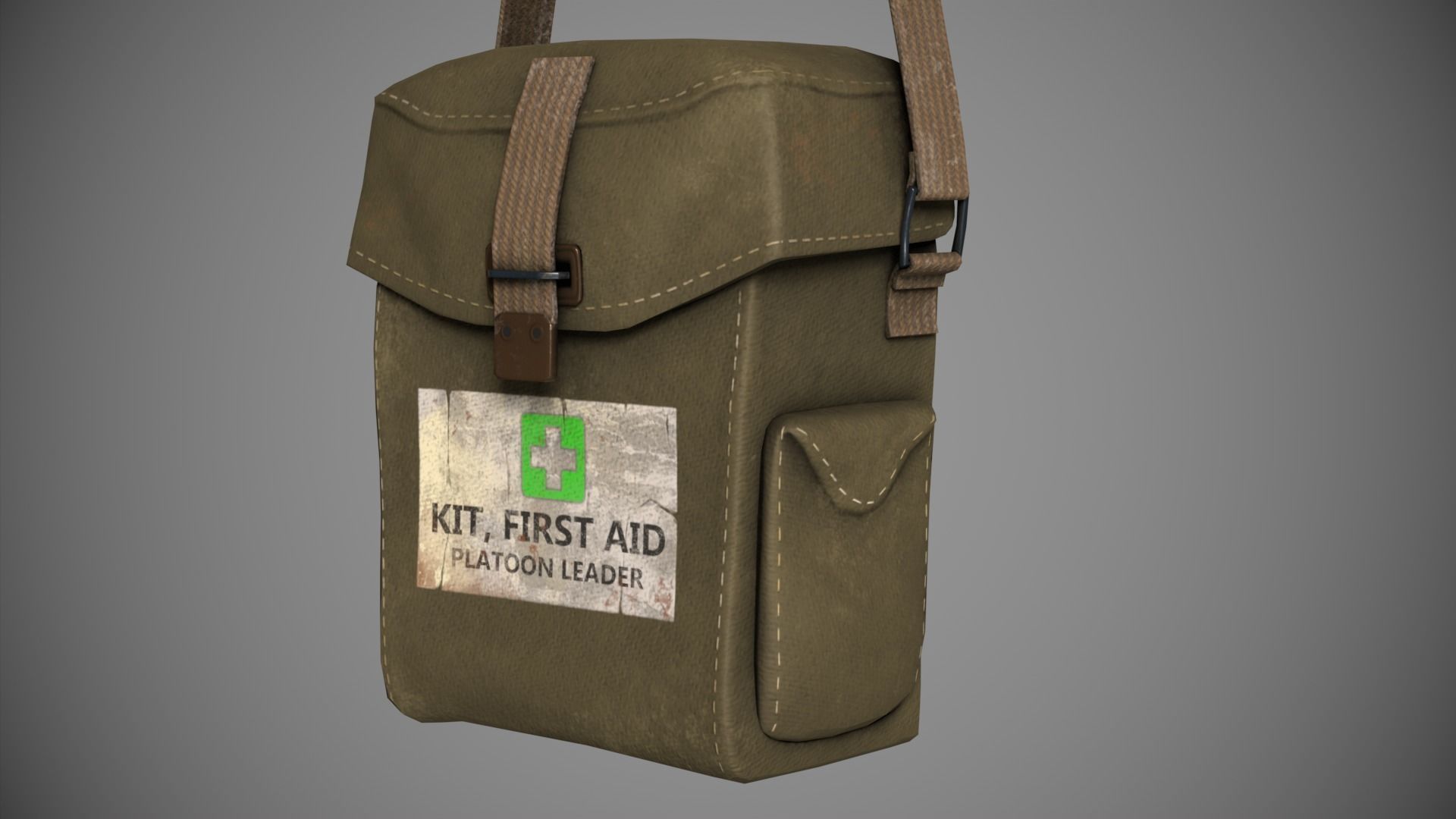 WWII First Aid Kit Low-poly 3D model_7