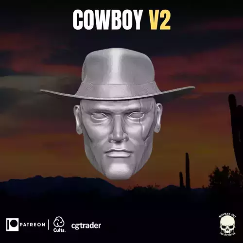 Cowboy V2 head 3For Action Figures