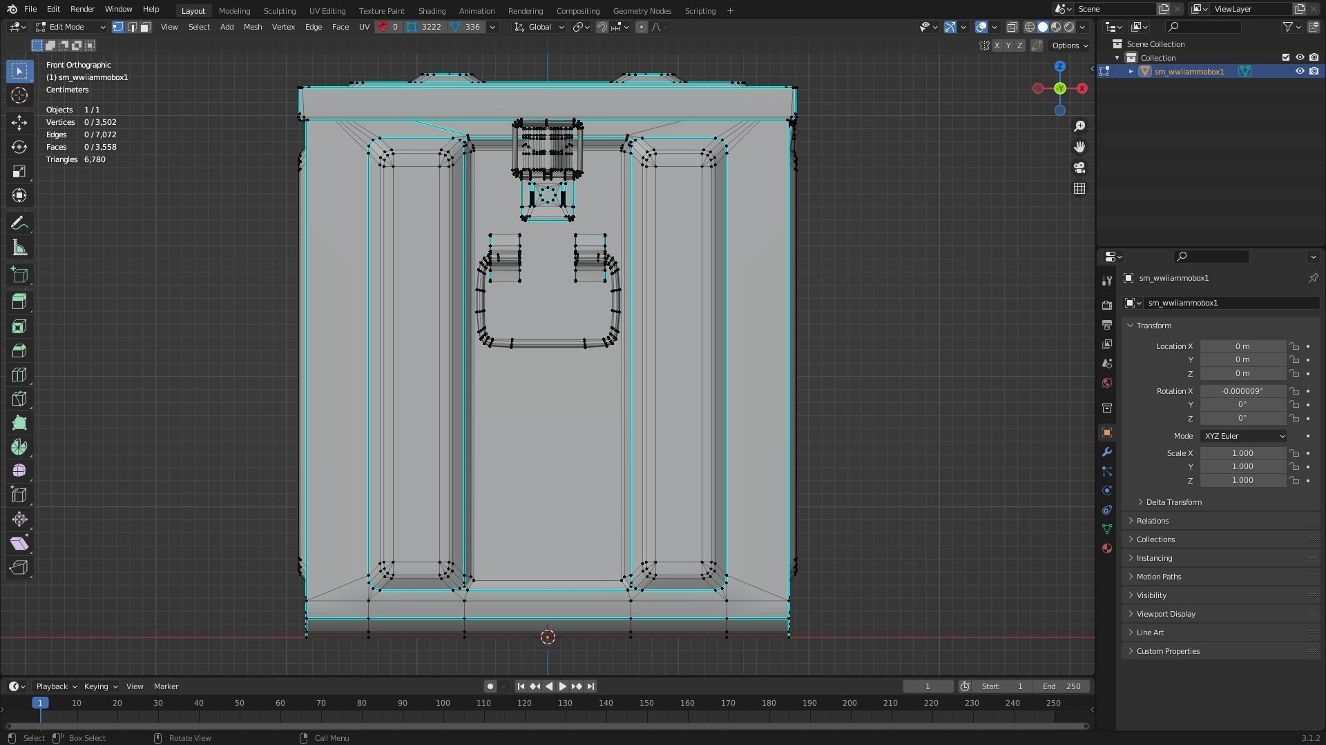 WWII Ammo Box 1 Low-poly 3D model_9
