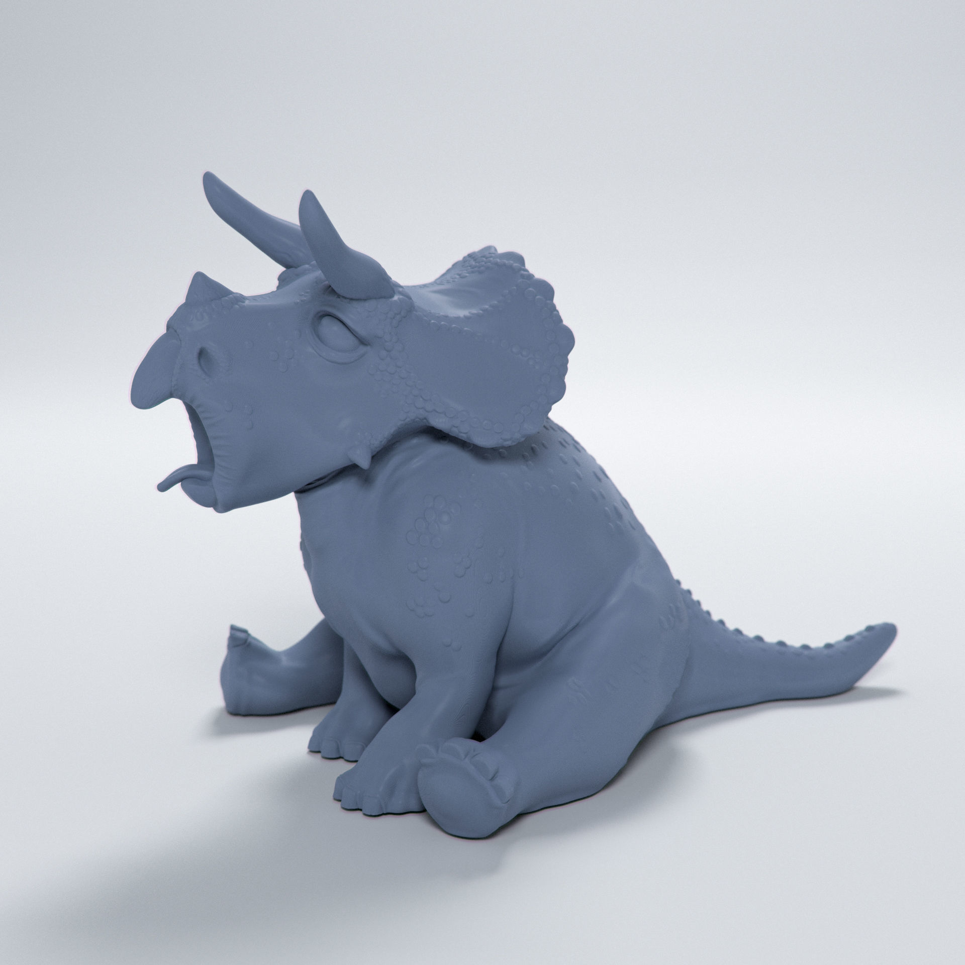 Triceratops sitting cute dino - pre-supported 3D print model_1