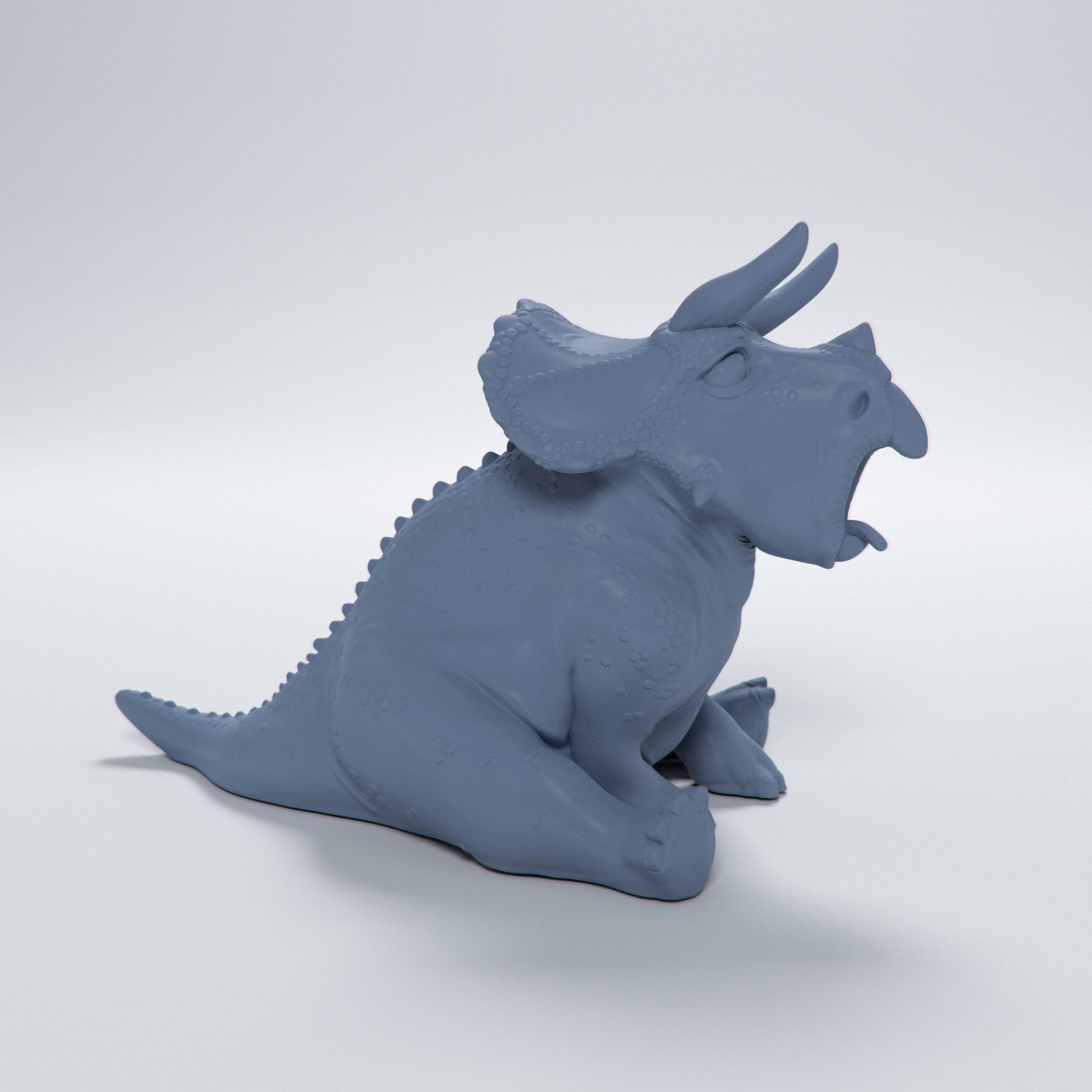 Triceratops sitting cute dino - pre-supported 3D print model_3