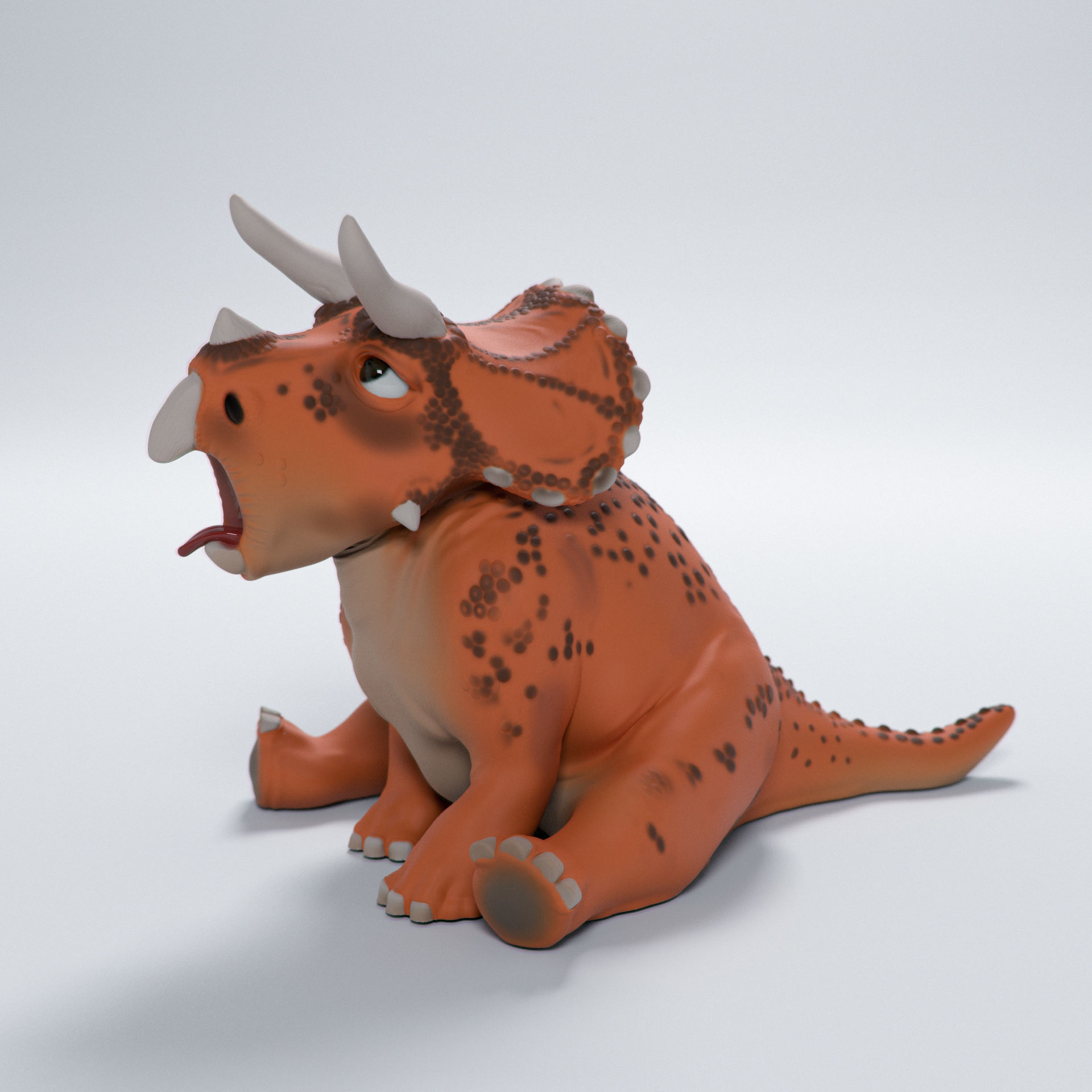 Triceratops sitting cute dino - pre-supported 3D print model_2