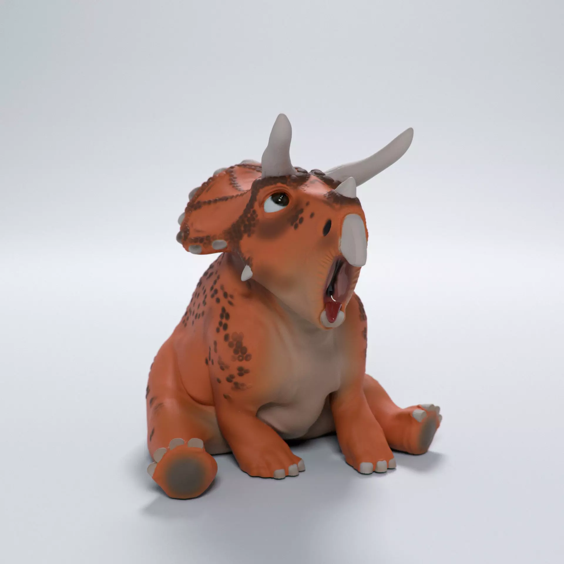 Triceratops sitting cute dino - pre-supported 3D print model_0
