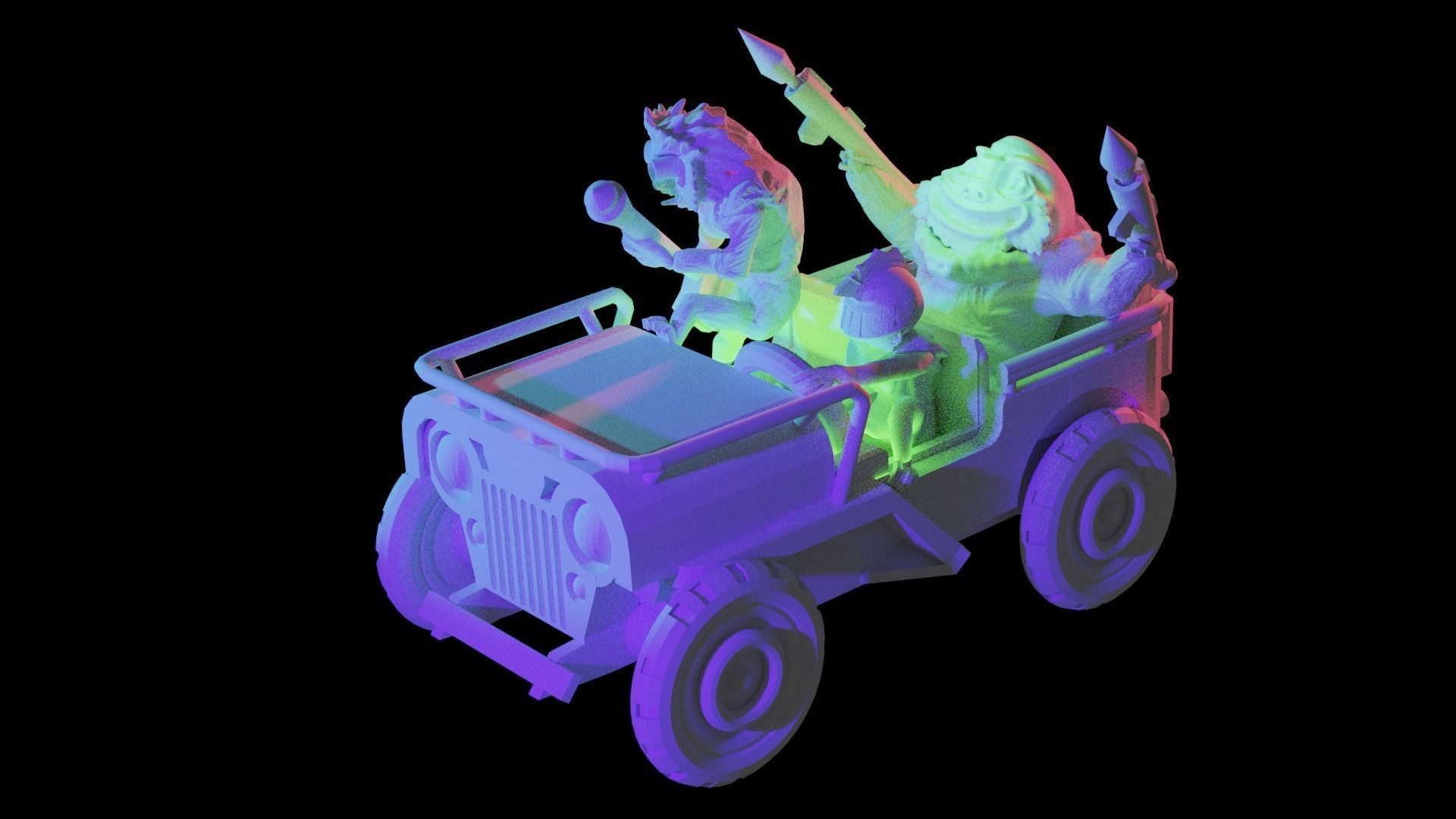 army vehicle monkey soldiers  3D print model_3