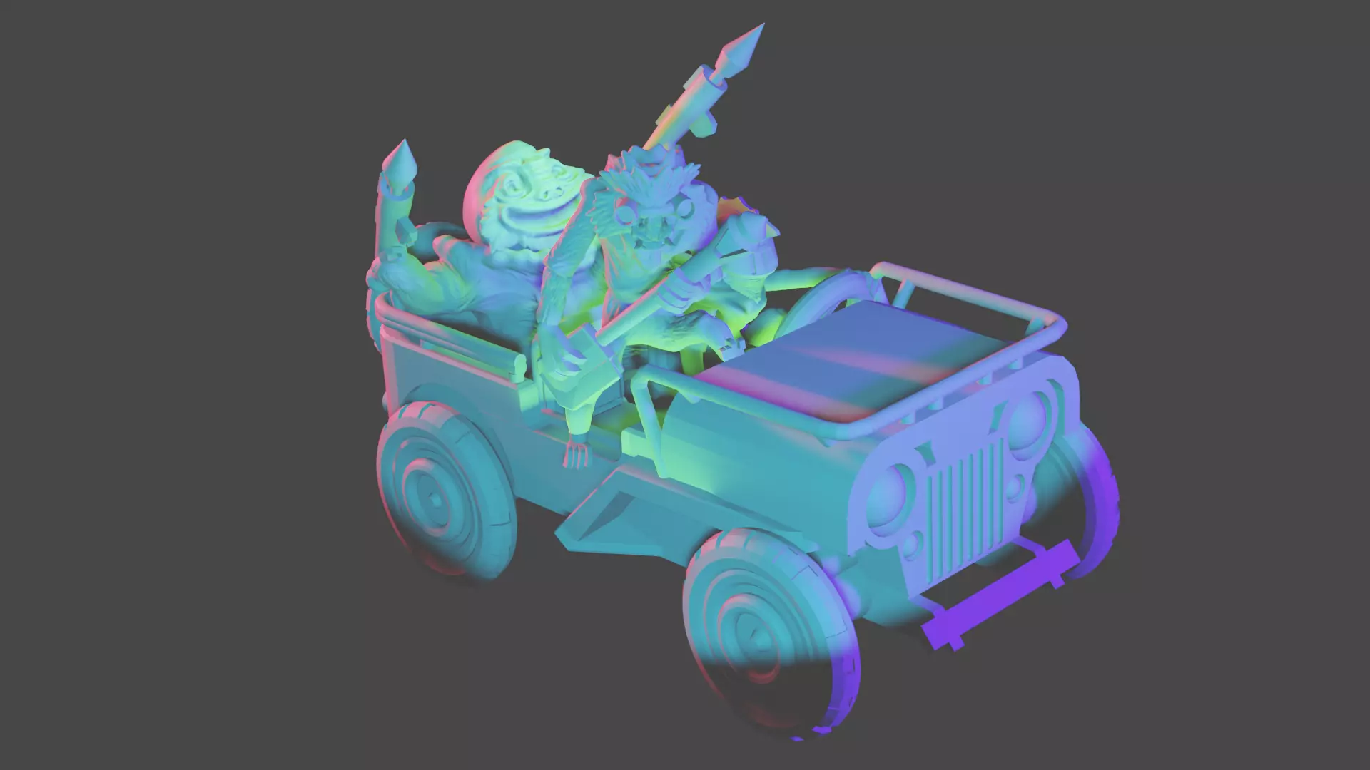 army vehicle monkey soldiers  3D print model_0