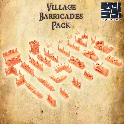 Modular Village Barricades Pack Tabletop Terrain 28 MM