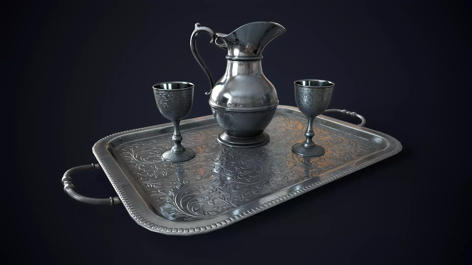 Vintage metal utensils Low-poly 3D model