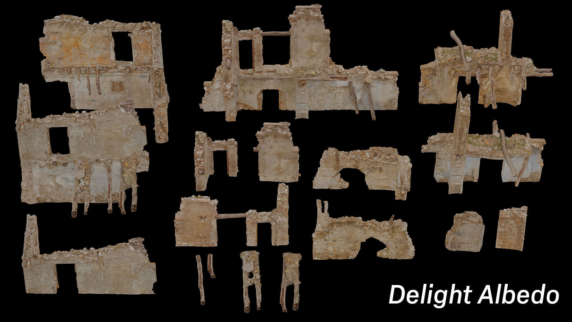 Old Bouilding Ruins Pack Low-poly 3D model_4
