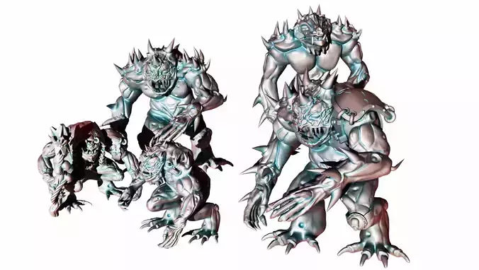 Slaad Demon Miniatures Set Fantasy Demons 3D print model