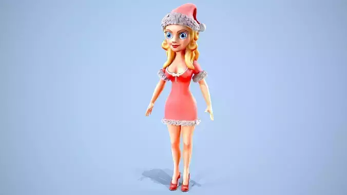 Ms Santa Low-poly 3D model