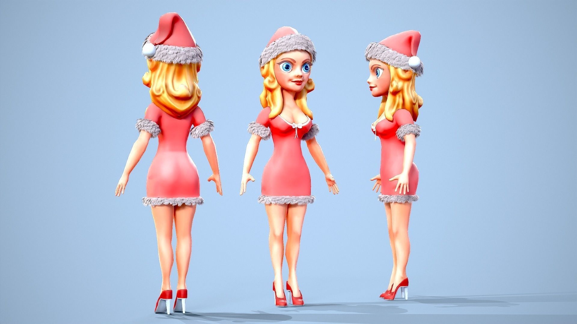 Ms Santa Low-poly 3D model_3