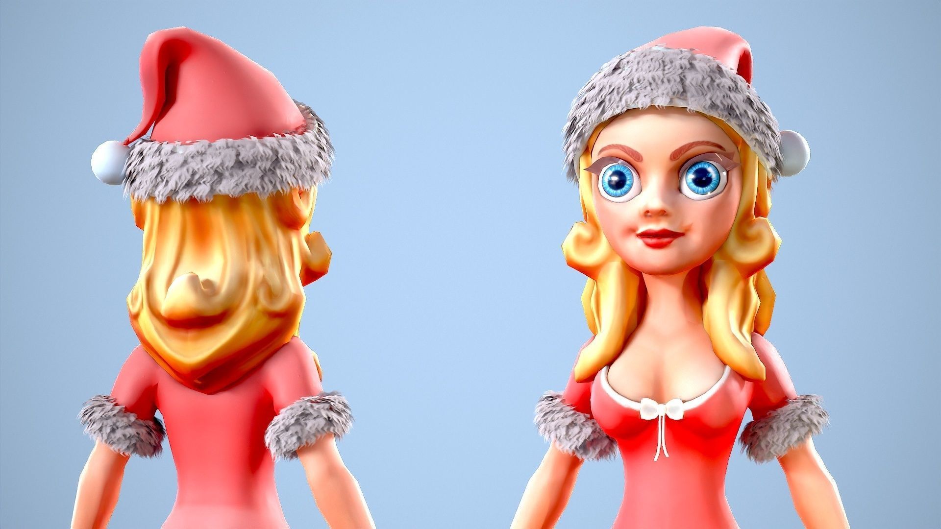 Ms Santa Low-poly 3D model_5