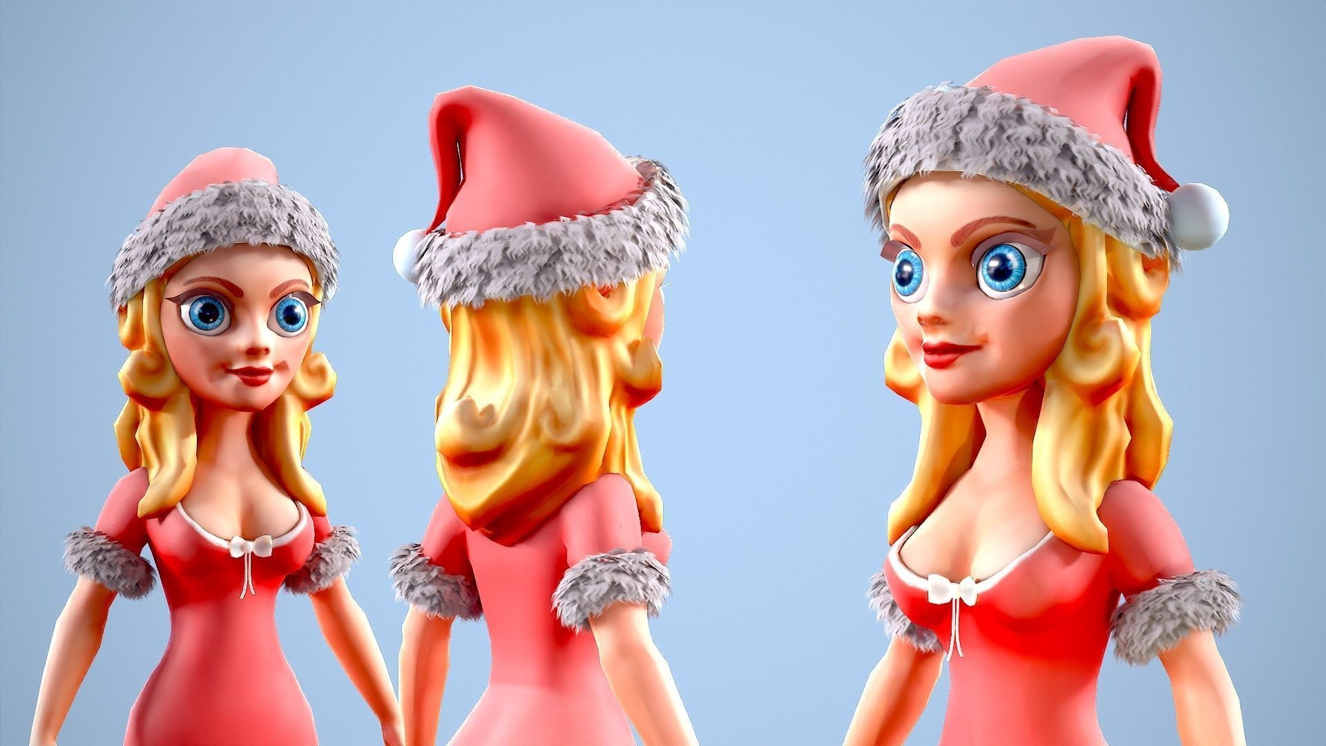 Ms Santa Low-poly 3D model_4