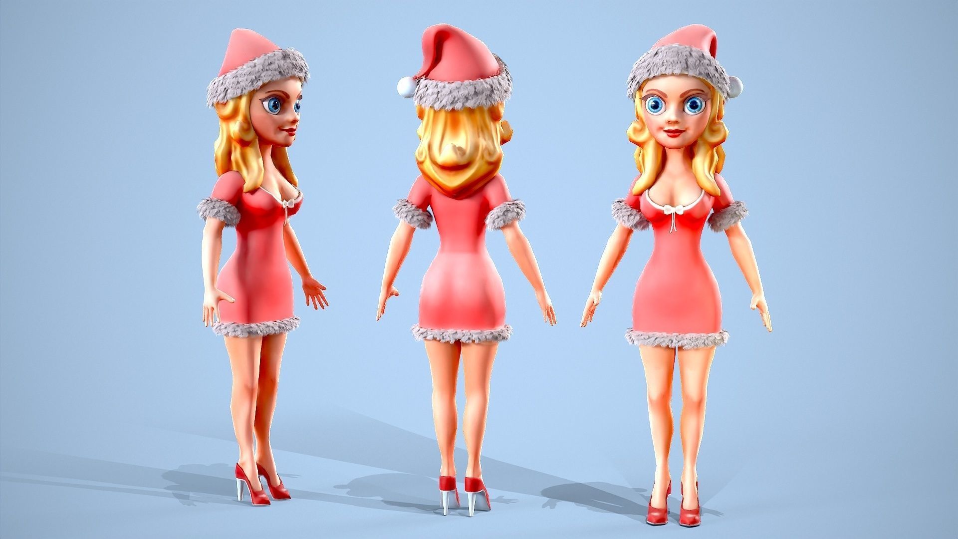 Ms Santa Low-poly 3D model_2