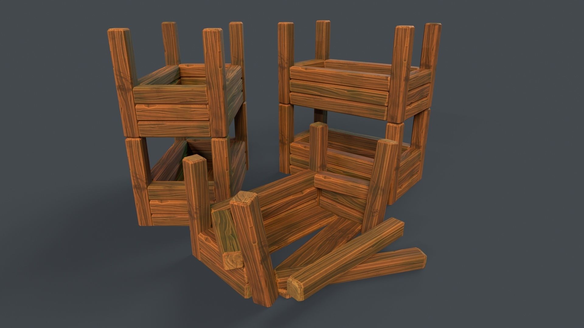 Modular Stylized Crates Low-poly 3D model_14