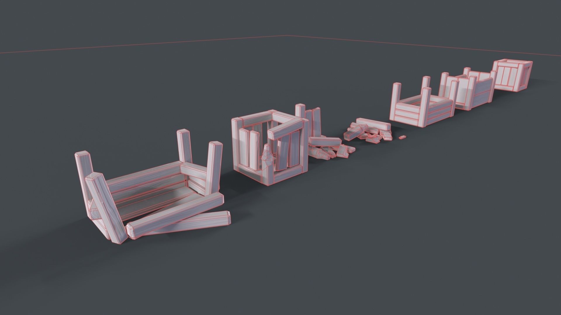 Modular Stylized Crates Low-poly 3D model_5